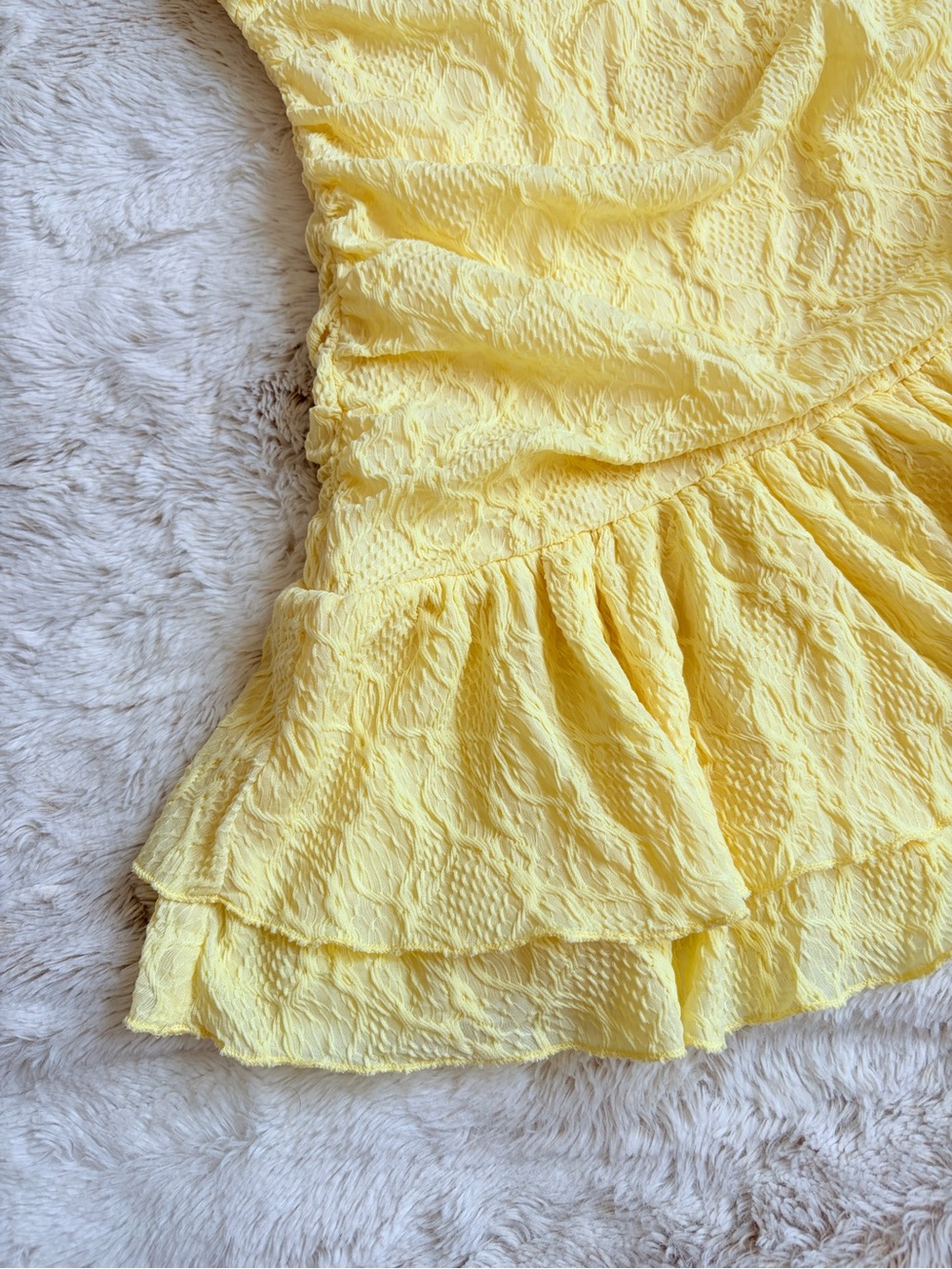 🧚Fairycore Y2K Style Mermaid Butter Yellow Halter Mini Dress Coquette Beach Euro - Picture 3 of 8
